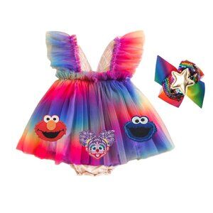 Elmo Dress Romper Abby Cadabby Clothes Jumpsuit Sesame Street Outfit Birthday